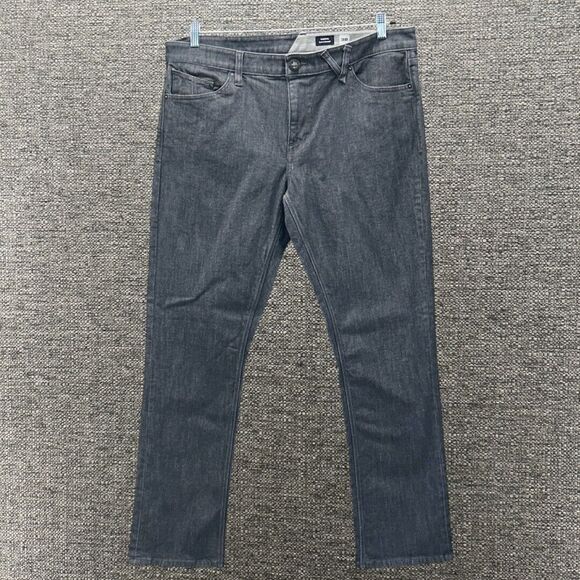 Volcom Jeans Mens 38 Black Vorta Slim Straight Medium Wash Classic Preppy - Picture 1 of 13